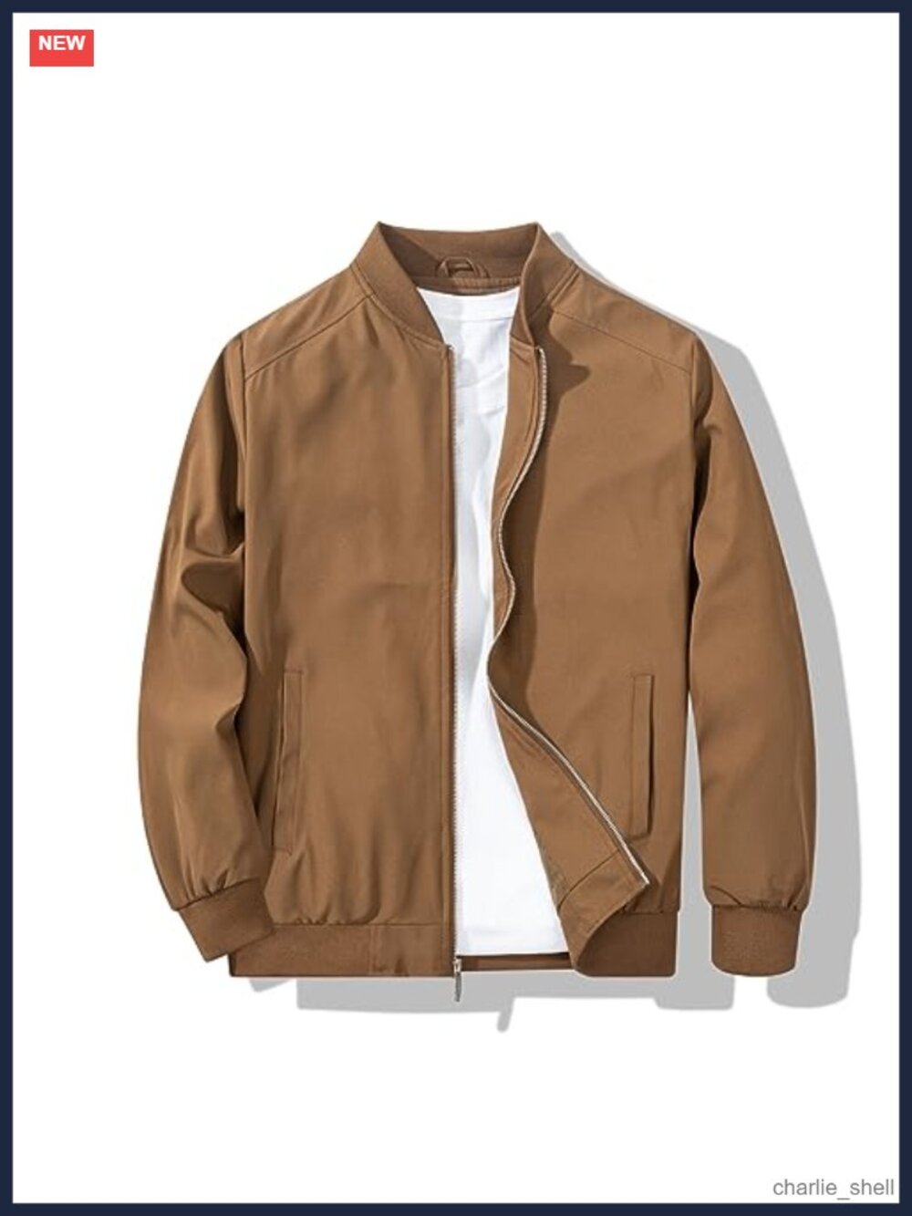 Men's Lightweight Polyester Bomber Jacket Windbreaker Full Zip